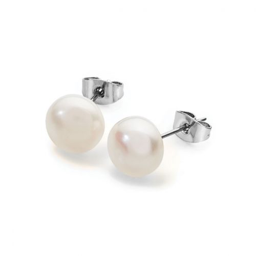 Tipperary Crystal Silver Large Pearl Stud Earrings